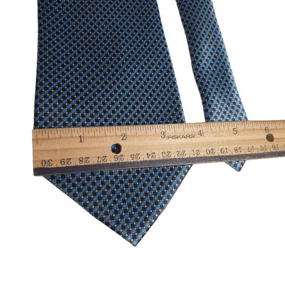 Danmes Men Silk Necktie Vintage Shiny Blue Office Office Accessory Dad Gift - Picture 3 of 5